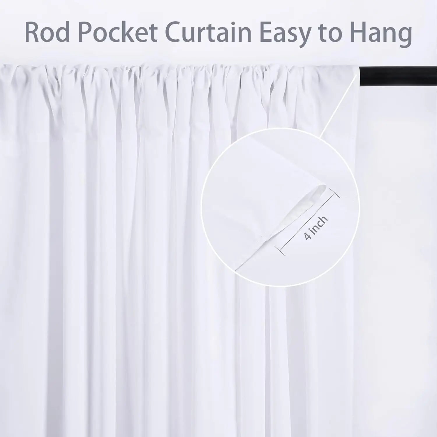 20x10 ft Wrinkle Free White Backdrop Curtains for Parties, Polyester Photo Backdrop Drapes 4 Panels 5x10ft for Wedding Birthday