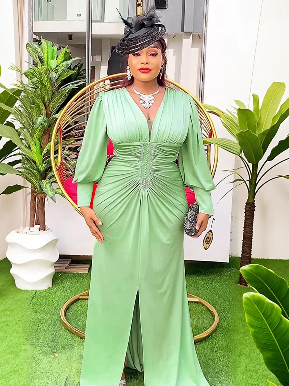 African party dress for women 2024, plus size satin maxi gown with Ankara dashiki design, elegant Turkish Muslim wedding attire