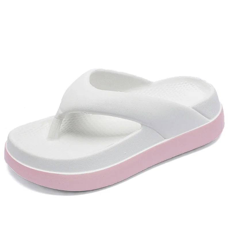 SHOWLU Women's platform flip flops with non-slip soles, casual summer sandals featuring a comfortable, stylish design.