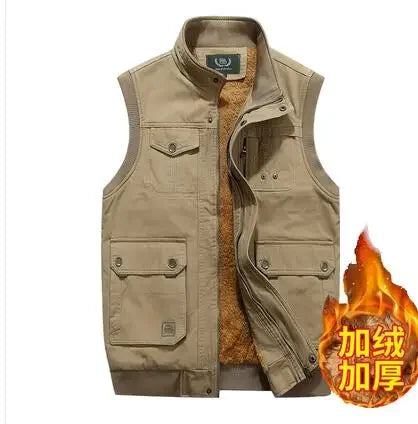 Reporter travel Padded Vest 100% Cotton men Cargo Working Jacket Multi Pocket Tactical clothing Male coat tool bullet proof vest