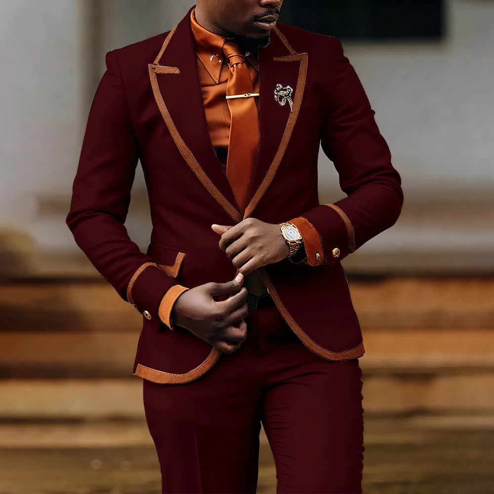 Men's slim fit formal suit featuring a jacket and pants, ideal for evening parties and business events, custom-made by Showlu Fashion.