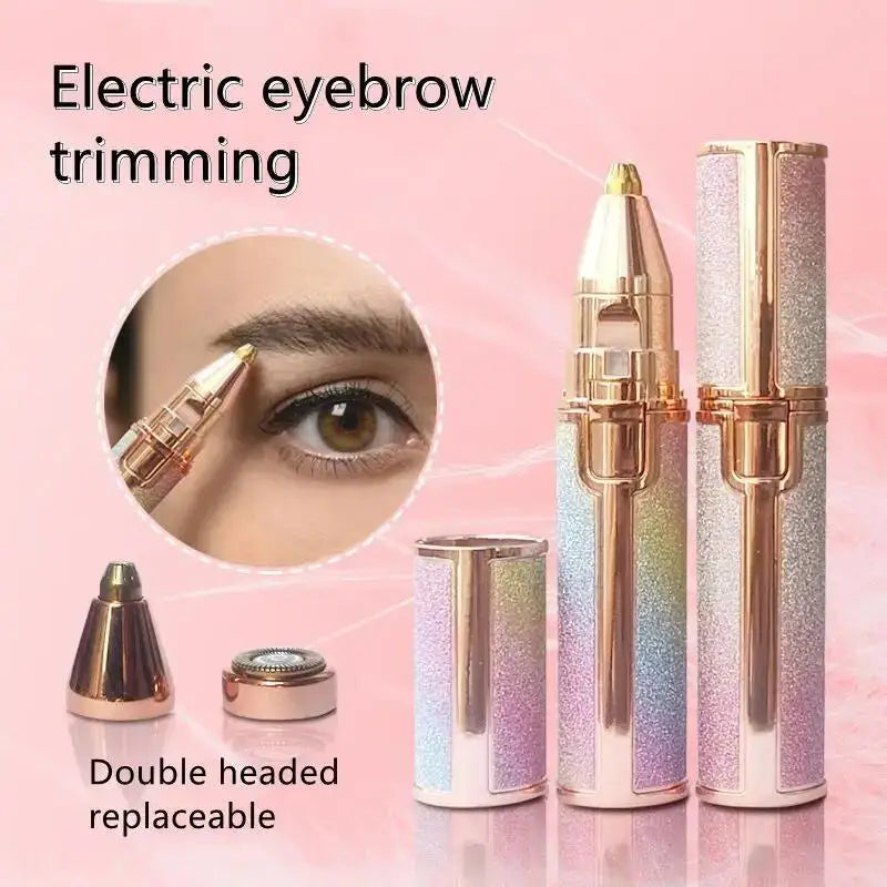SHOWLU 2-in-1 electric eyebrow trimmer and facial epilator for women, compact device with precision grooming features.