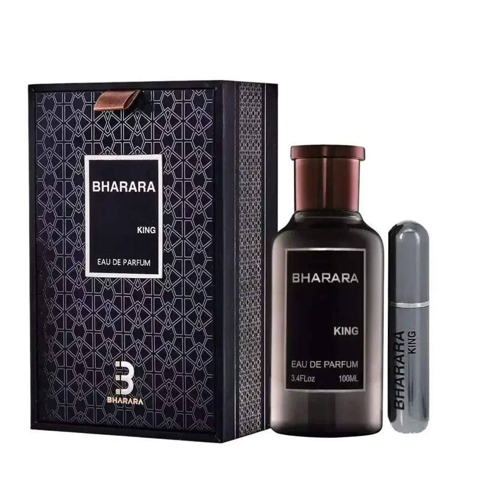 C2U Bharara King Eau De Parfum 100ml floral unisex spray perfume bottle with elegant label and cap, suitable for both men and women.