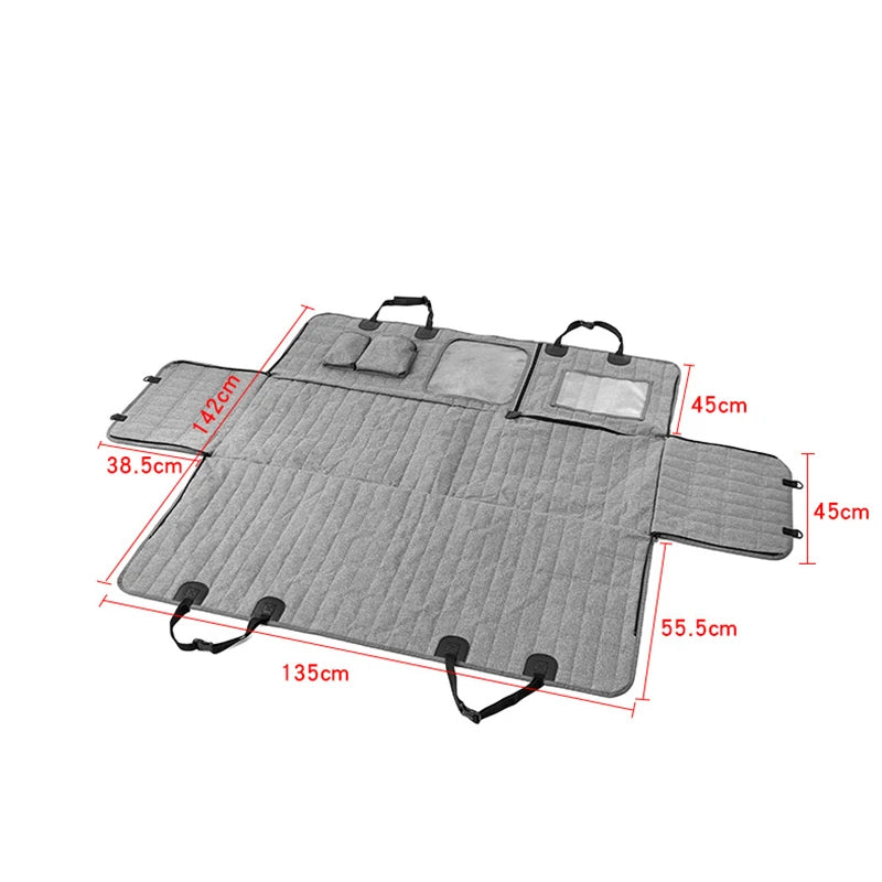 Showlu waterproof dog car seat cover with plaid nylon fabric, designed as a travel hammock for pets.