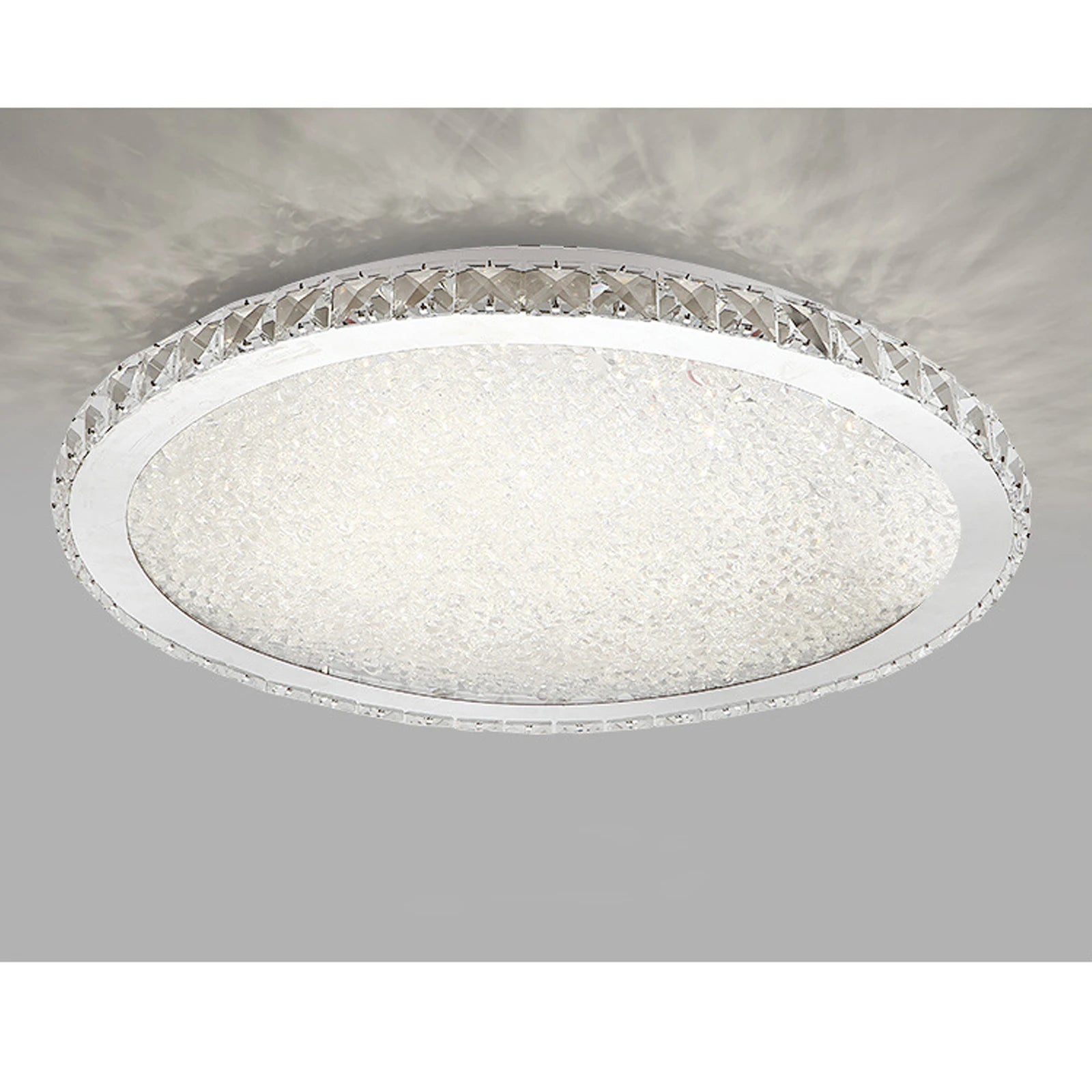 LOYALHEARTD 16-inch silver crystal LED ceiling light with raindrop chandelier design, modern and elegant lighting fixture