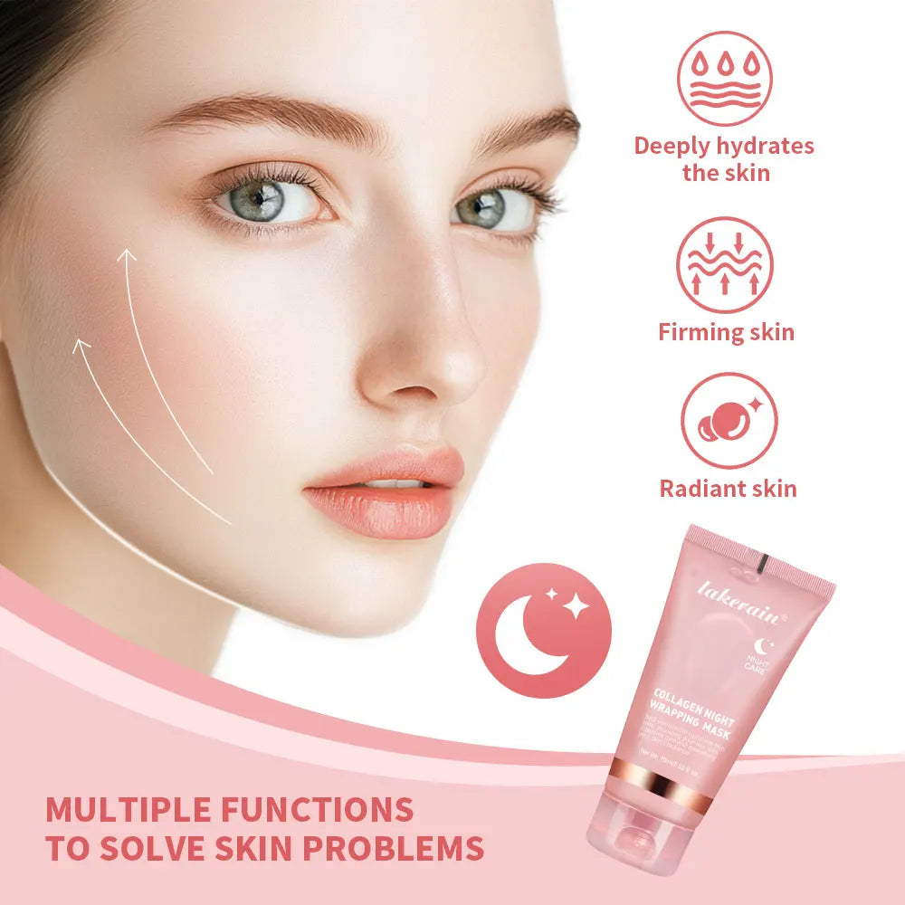 SHOWLU FASHION STORE ibcccndc Collagen Jelly Cream facial mask showing a clear, firming overnight peel-off mask in a sleek jar.