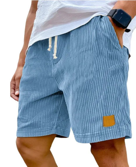 Men's retro corduroy casual shorts in solid color, stylish Harajuku-inspired design, made by Showlu Fashion Store.