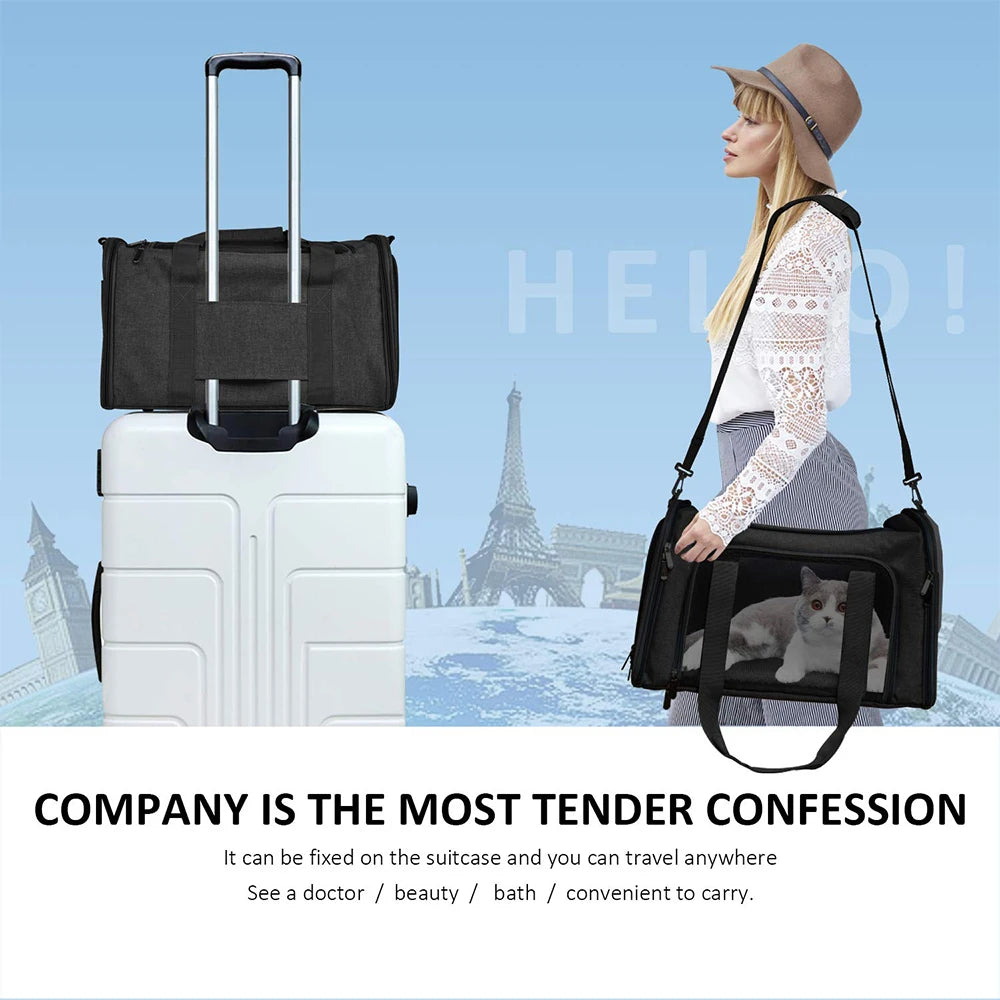 Showlu Fashion soft-sided dog carrier backpack made of breathable nylon, designed for comfortable pet travel.