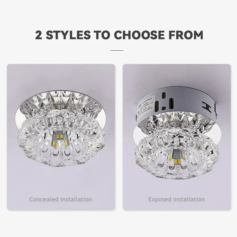 Modern crystal LED ceiling lamp by Showlu Fashion Store, flush mount lotus porch light with elegant crystal design and LED illumination
