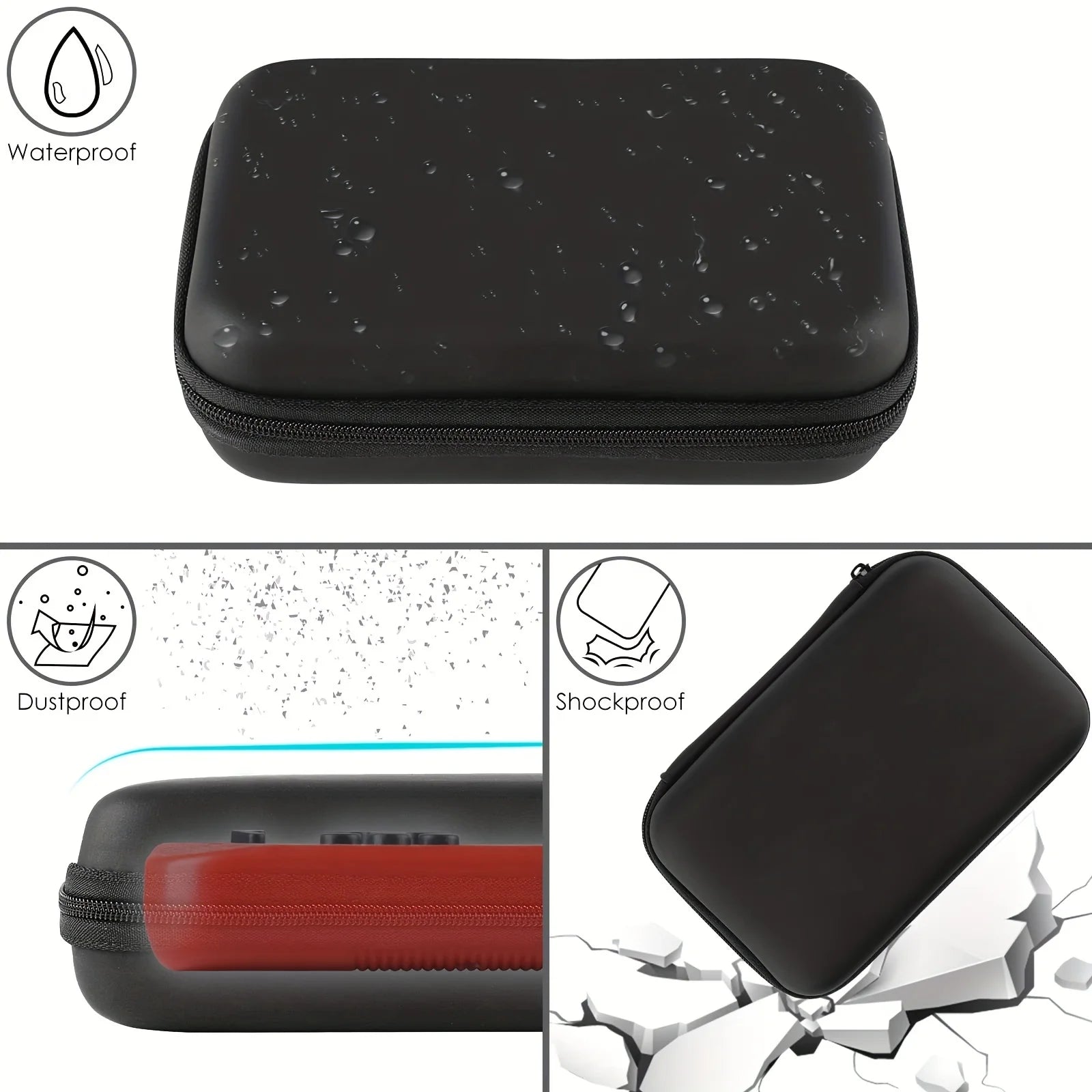 Showlu Fashion Store handheld game console carrying case with zipper closure, designed for travel and protection of gaming accessories.