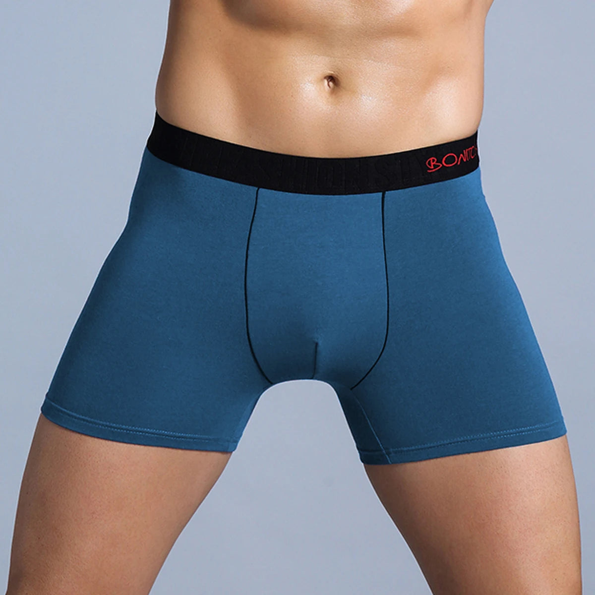 Men's cotton print boxer shorts from Showlu Fashion Store, featuring soft knit fabric and colorful pattern.