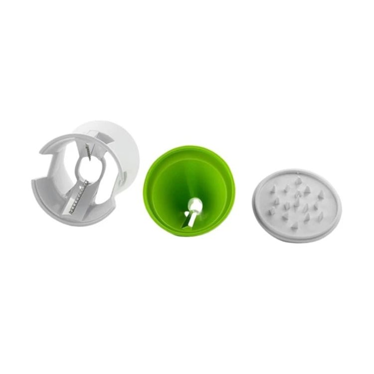 Stainless steel vegetable spiralizer with three blades for creating spiral cuts and vegetable noodles. Showlu Smart General brand.