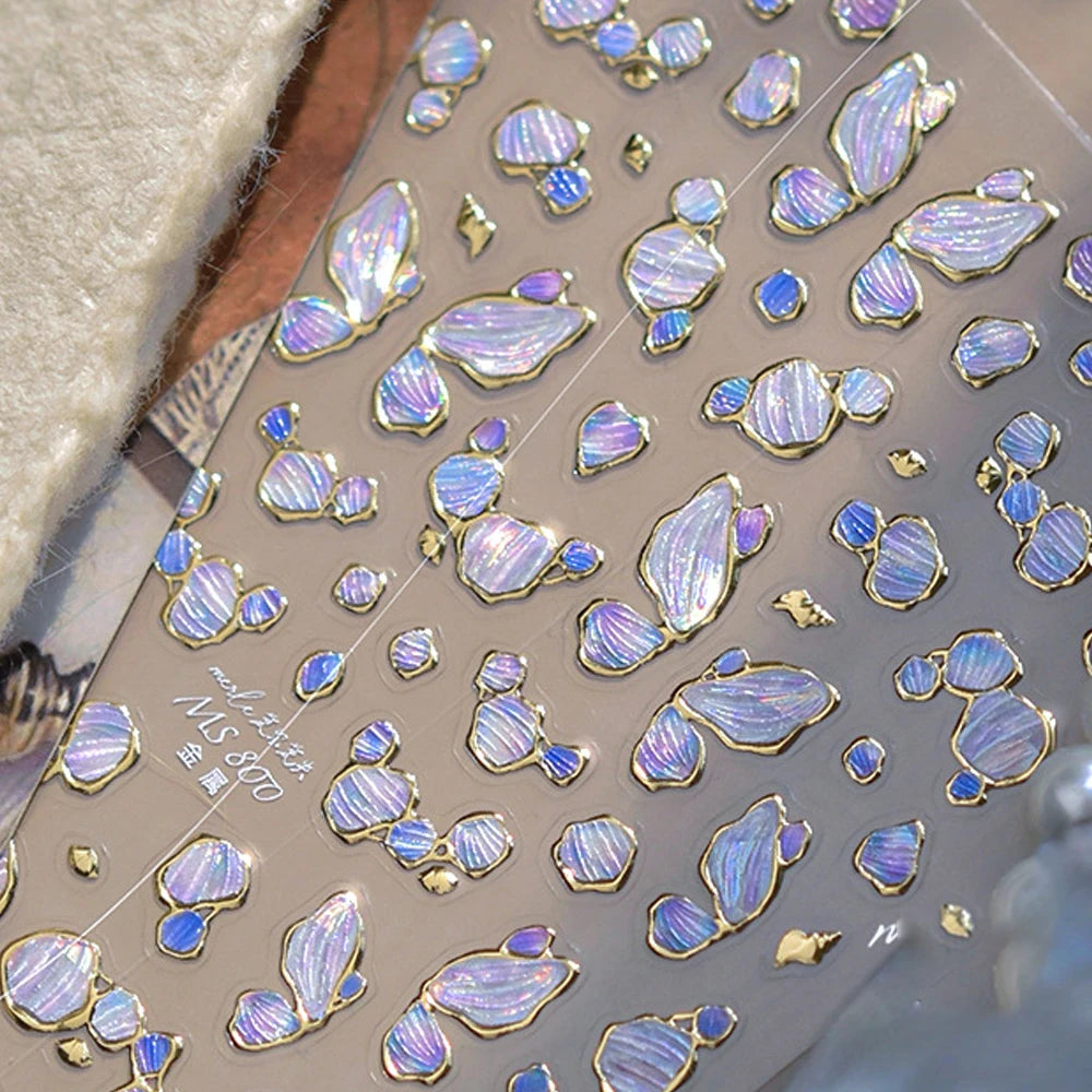 Elegant gold scepter 5D nail art stickers with gemstone and courtly pattern, self-adhesive manicure decals for luxurious nail designs.