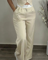 New Fashion 2024 Summer Casual Sexy Elegant V-Neck Buttoned Vest Top & Pocket Design Pants Set Womens Two Piece Sets Outfit SHOWLU FASHION STORE