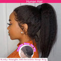 Invisible Strap 360 Full Hd Lace Glueless Wig Kinky Straight Human Hair Wig Lace Front Wig Drawstring 360 Frontal Wig 30 Inch