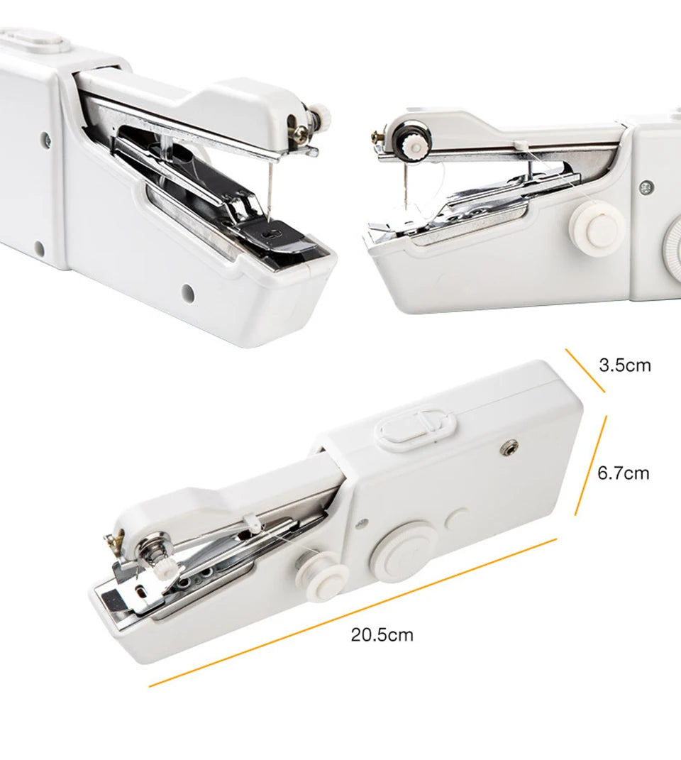 Showlu Smart General Mini Handheld Sewing Machine with compact design and colorful fabric, ideal for quick sewing repairs.