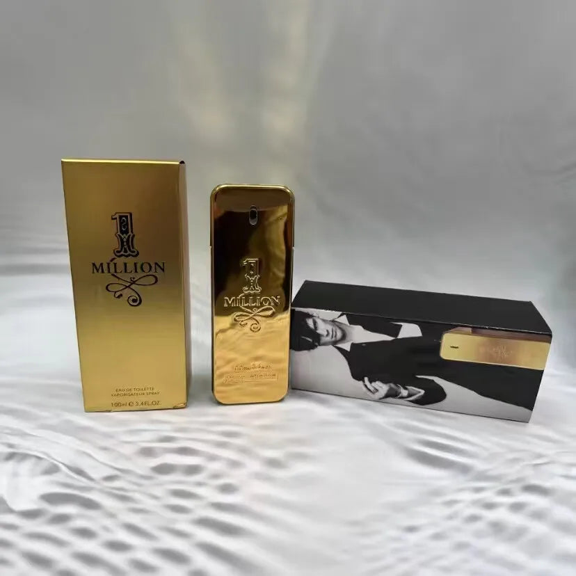 Paco Rabanne 1 Million Eau de Toilette for men, 3.4 oz bottle with gold accents, featuring the signature luxury fragrance.