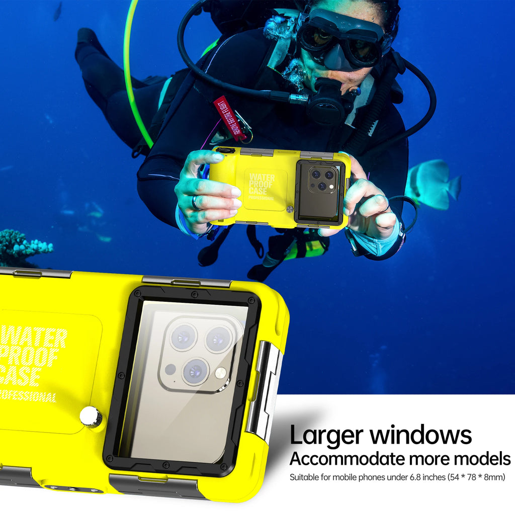 Showlu Smart General waterproof phone pouch in black, designed as a universal beach case for protecting smartphones from water and sand.