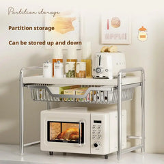 Kitchen Countertop Microwave Oven Shelf Rack Utensils Tableware Rice Cooker Storage Cupboard Air Fryer Shelf Organizer Holder