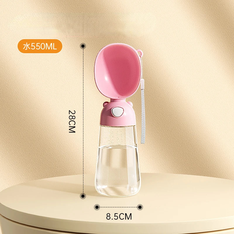 Showlu Portable Dog Water Dispenser and travel bowl, compact pet water bottle with built-in bowl for on-the-go hydration.