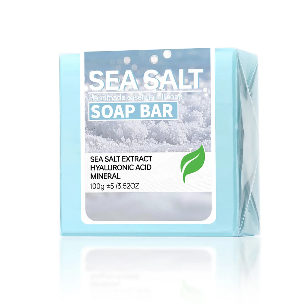 Handmade Sea Salt Essential Oil Soap by Showlu Fashion Store, hyaluronic acid cleansing and moisturizing soap for deep skin cleansing.