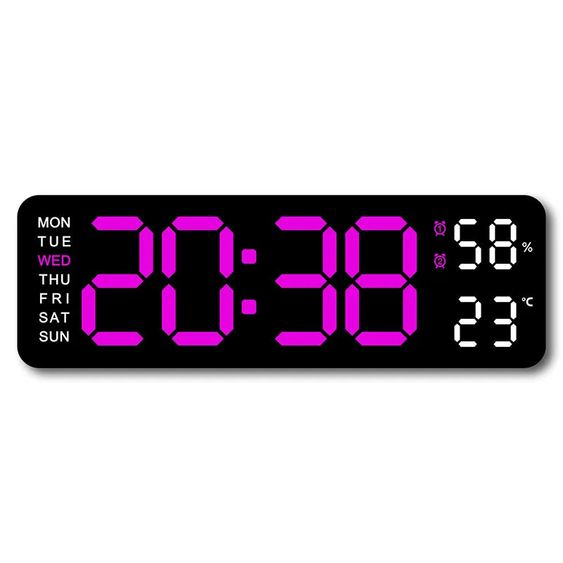 Large LED digital wall clock with USB alarm, showing bright time display and modern design by Showlu Smart General