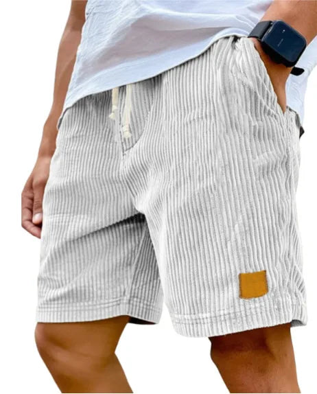 Men's retro corduroy casual shorts by Showlu Fashion, solid color, stylish short pants for a relaxed, fashionable look.