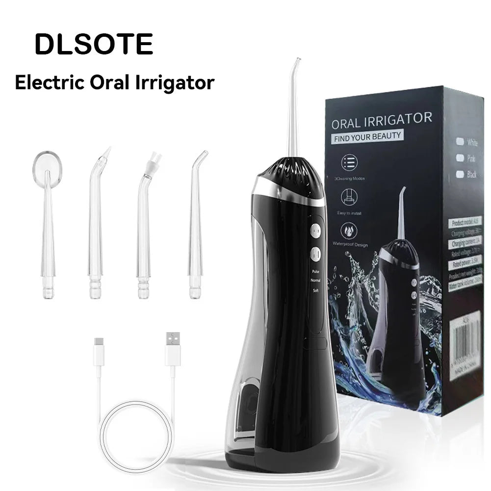 Portable USB rechargeable oral irrigator with 200ML water tank and IP65 waterproof design by Showlu Smart General