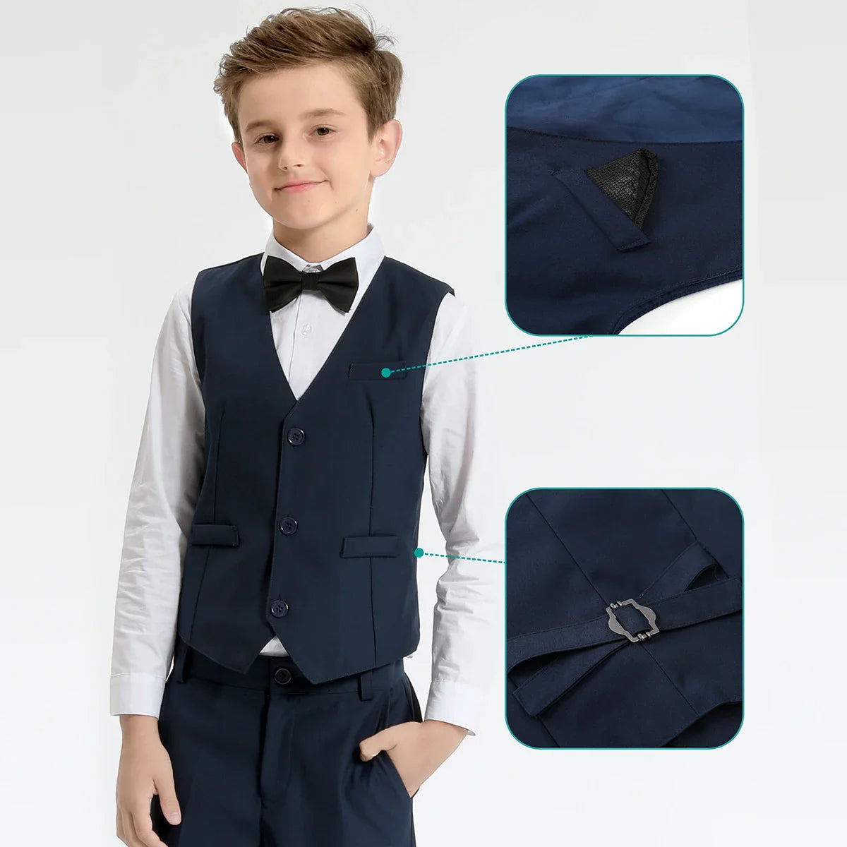 Boy's formal suit set by SHOWLU FASHION STORE featuring a cotton blazer and tuxedo, ideal for weddings and special occasions.