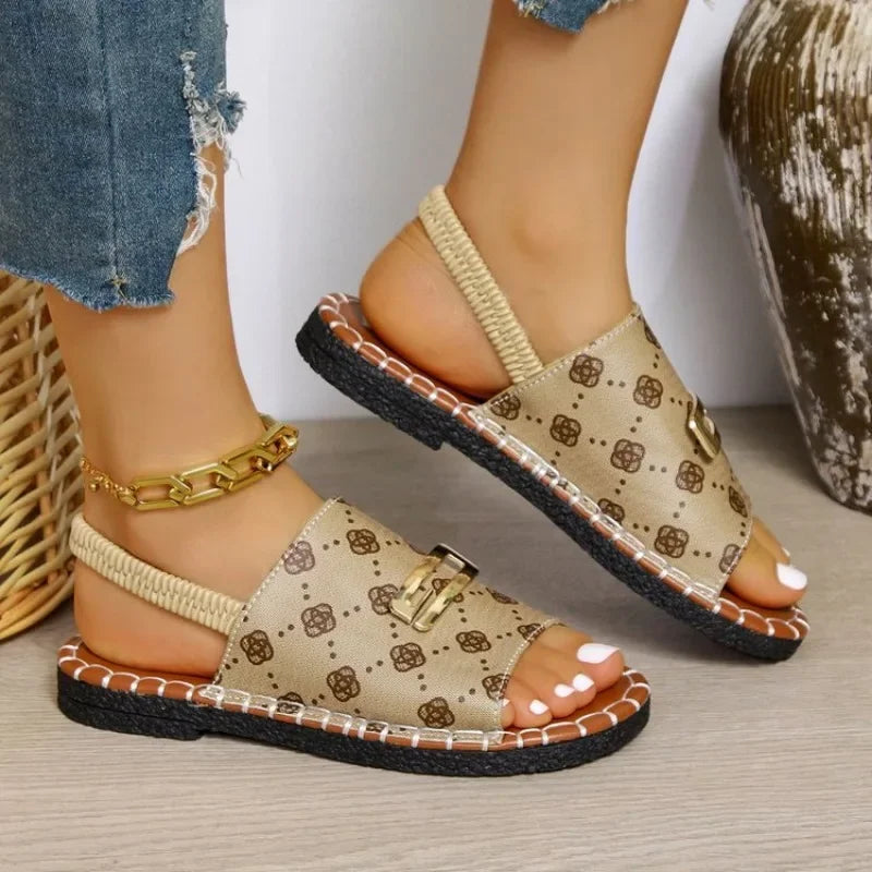 HKDQ women's casual beach sandals with flat open toe design and anti-slip soles, perfect for summer outdoor wear.