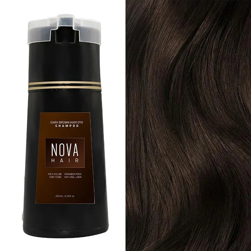 LANBENA 3-in-1 natural hair dye shampoo in black, suitable for unisex use, showing the product bottle with black hair dye formula