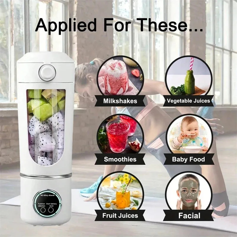 Showlu Smart General portable USB blender juicer bottle with transparent body and blending blade for smoothies and drinks.