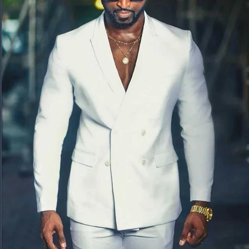 Double Breasted African Suits For Men Wedding Prom Slim Fit 2 Piece Set Custom Male Fashion Groom Tuxedo Custome 2025