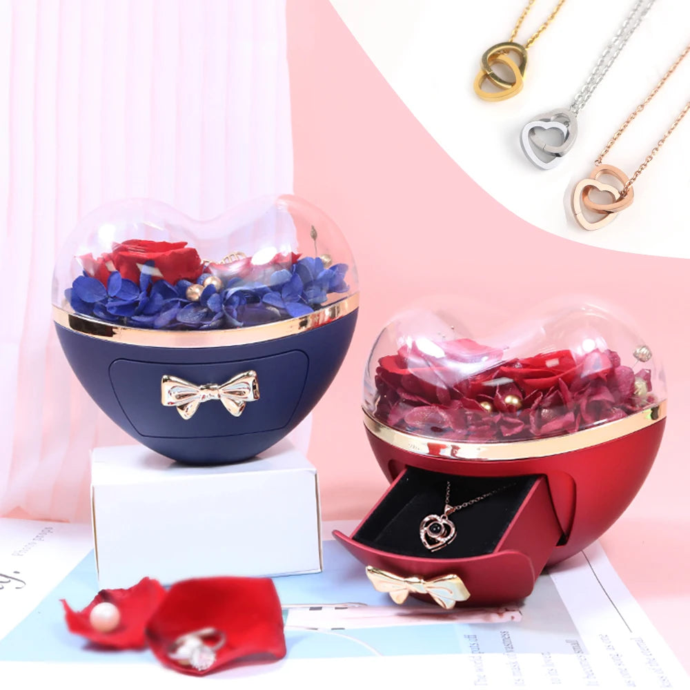 Heart-shaped jewelry box from Showlu Fashion with a stylish necklace gift set inside, perfect for jewelry storage and gifting