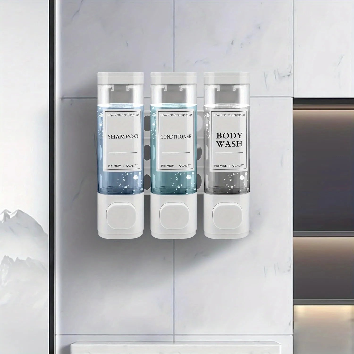 Wall mounted Showlu Smart General laundry detergent dispenser with multiple compartments and modern design for easy use.
