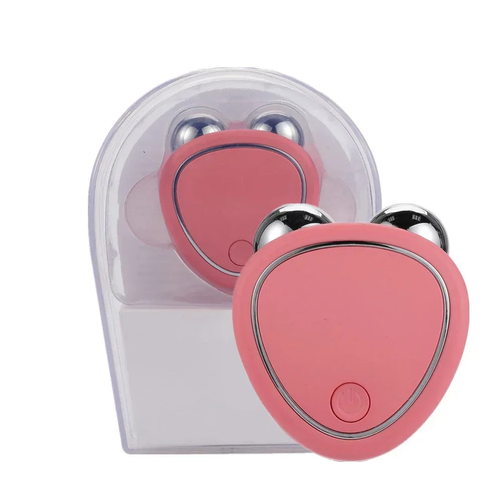SHOWLU FASHION STORE KEMOKO EMS Microcurrent Facial Massager for face lifting and skin rejuvenation, showing the device in use.