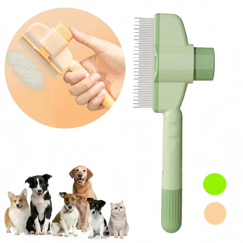 Showlu Fashion Store dog hair remover brush for grooming, featuring a long-hair pet grooming comb with cleaning bath brush.