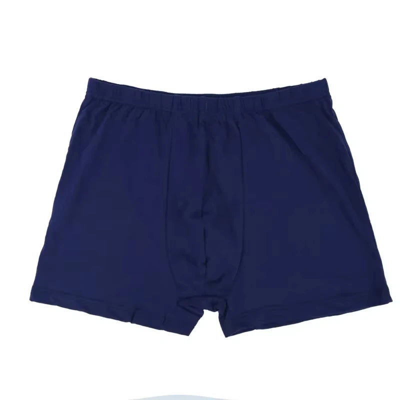 Showlu men's 100% cotton boxer briefs in plus size 8XL-10XL, loose fit, 4-pack, featuring comfortable waistband and breathable fabric.