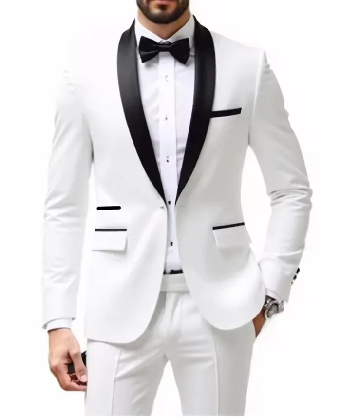 Slim fit men's wedding and business suit by Showlu Fashion, featuring a single-button jacket and matching pants set.