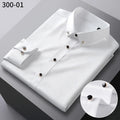 Men's long sleeve silk shirt by Showlu Fashion, featuring diamond buttons, soft, anti-wrinkle, stretch, and formal business style.