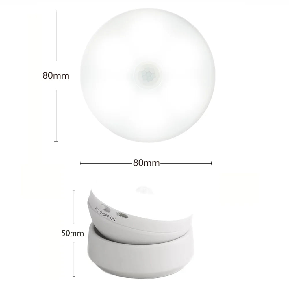 Showlu Smart Motion Sensor Night Light illuminating a hallway, showcasing its sleek design and home decor lighting features.