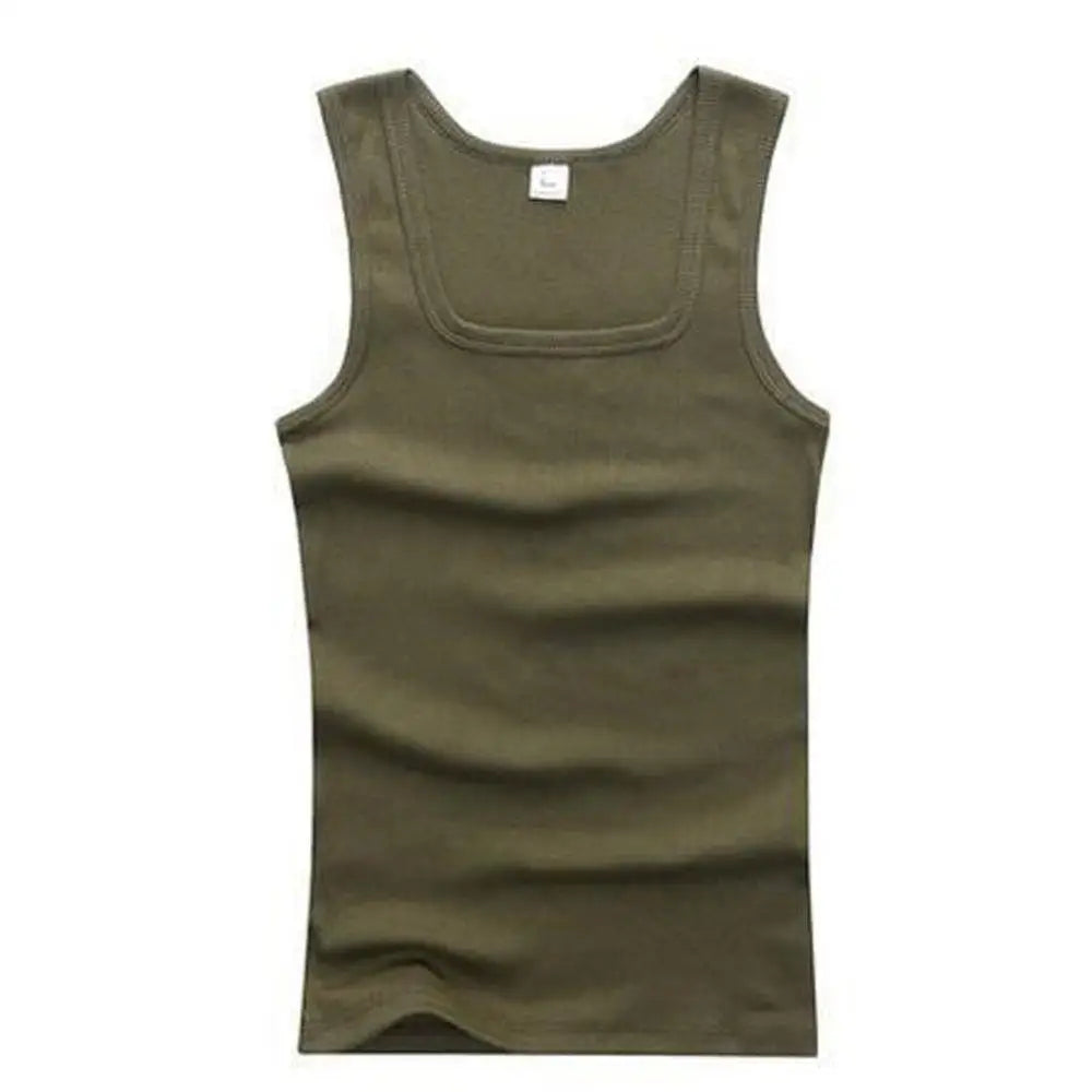 Men's sleeveless breathable cotton fitness tank top from Showlu Fashion Store, showing a close-up of the lightweight, comfortable fabric.
