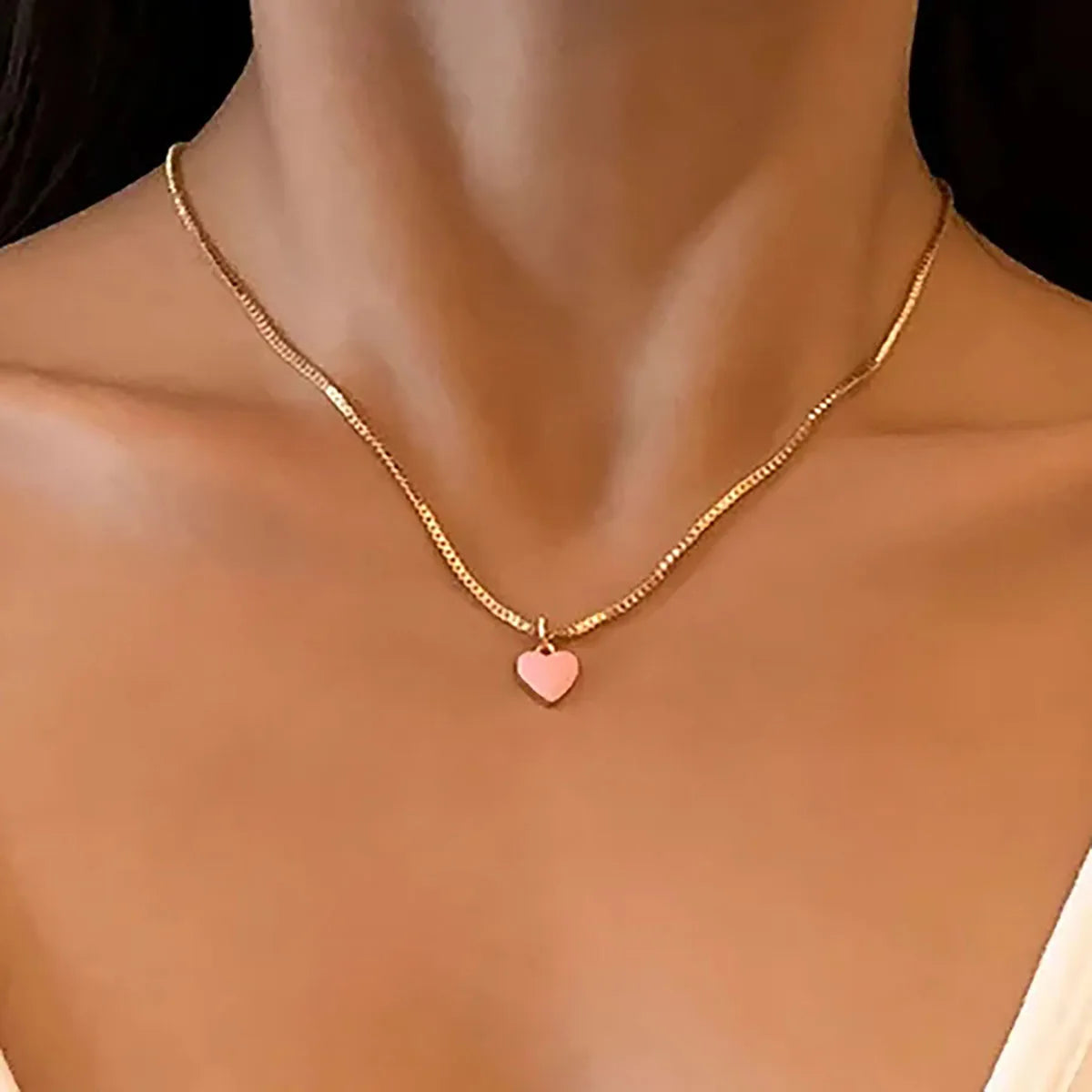 Gold metal boho clavicle necklace with cherry pendant, romantic jewelry for women, stylish gift idea from Showlu Fashion.