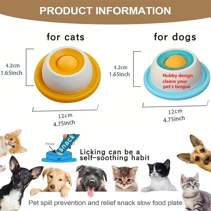 Showlu Fashion Store yogurt licking plate for dogs and cats, interactive pet lick mat with textured surface for dental health.