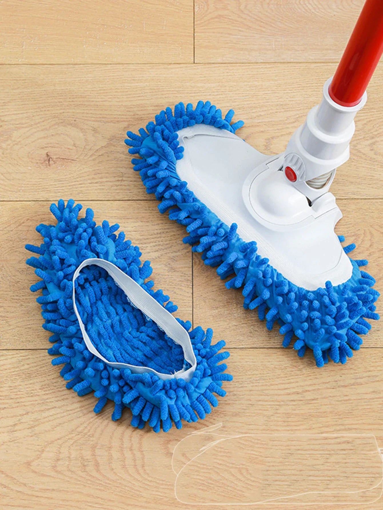 Showlu Fashion chenille dust mop slippers with polyester soles for effective floor cleaning and dusting.
