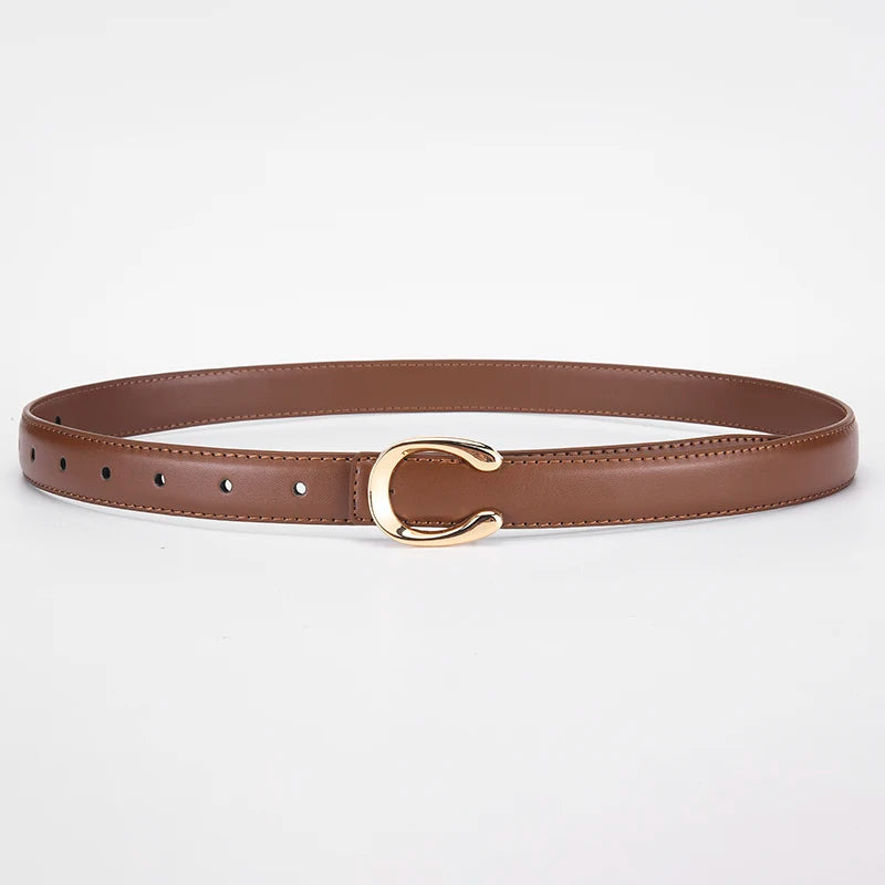 Women's fashionable belt with a C-shaped smooth buckle, stylish double-sided design, ideal gift for mothers, by Showlu Fashion.