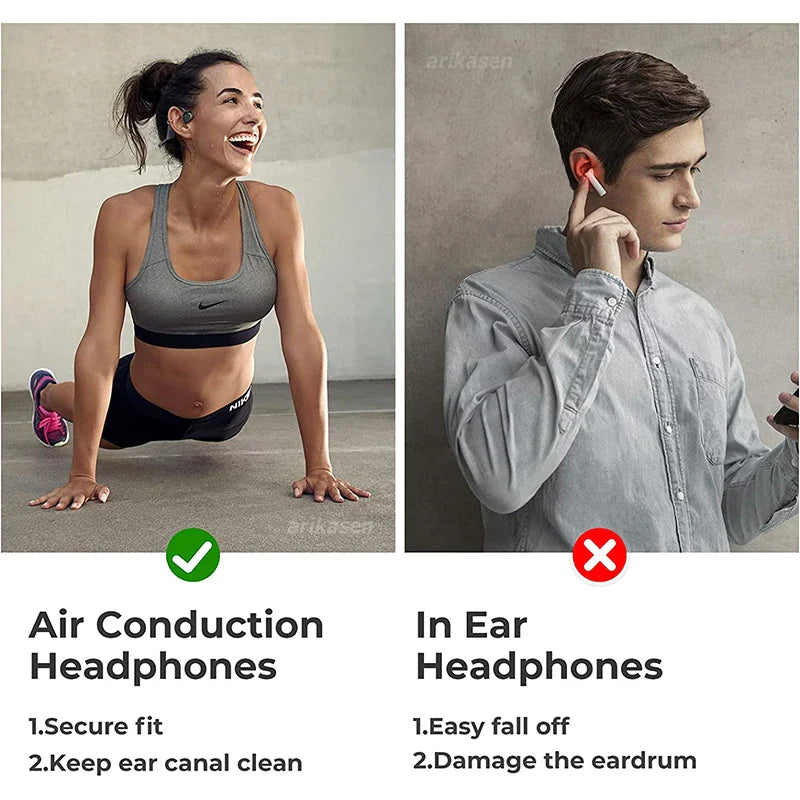 SHOWLU FASHION STORE Arikasen open ear air conduction headphones, waterproof IP67 Bluetooth 5.3 wireless earbuds in sleek design