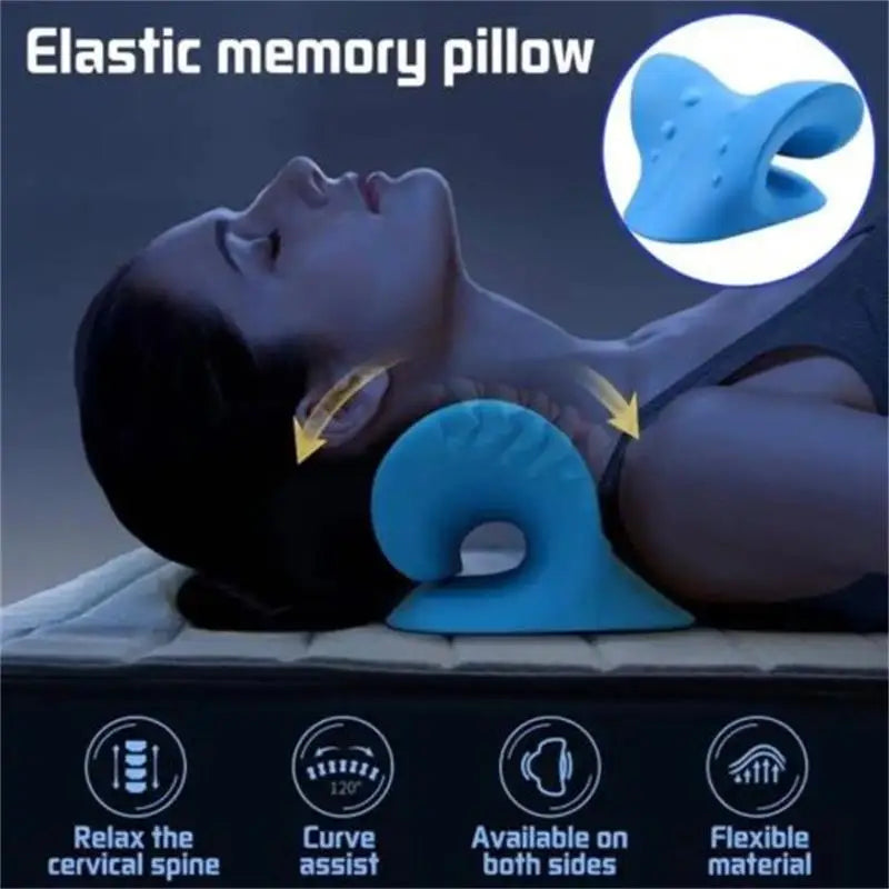 Showlu Fashion Store cervical chiropractic neck and shoulder relaxer traction device with remedial pillow for pain relief and spinal support