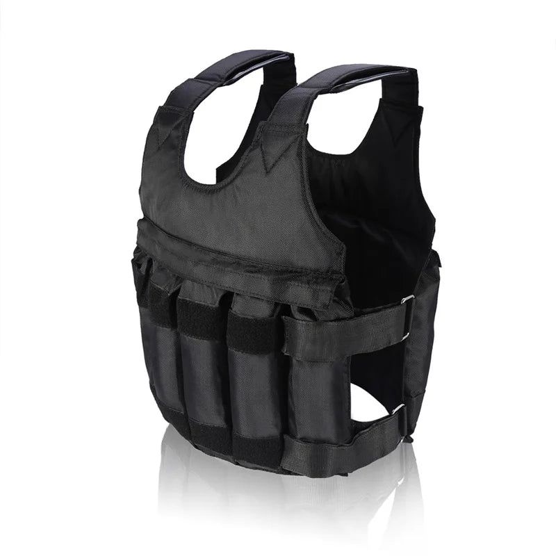 Adjustable weight vest in Oxford cloth for strength training, featuring multiple weights for customizable fitness workouts.