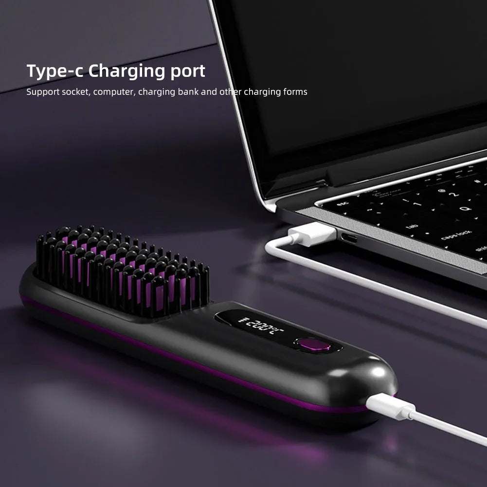 Showlu Smart General cordless hair straightener comb with fast heating, 35W, sleek design, perfect for quick styling.